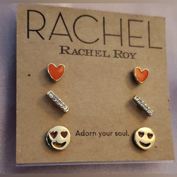 Rachel Rachel Roy GoldCz And Red Heart Emoji Earrings 14$